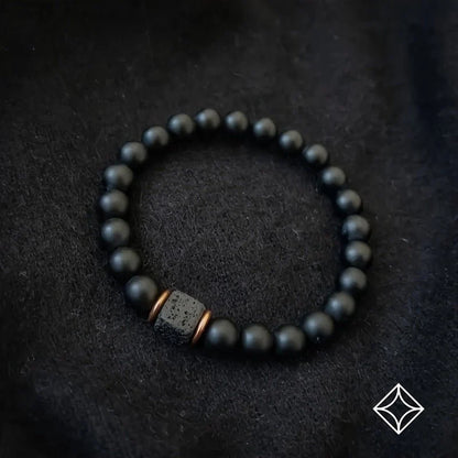 Men's Volcanic Stone Bracelet Square Black Agate